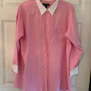 Ralph Lauren Pink and White Striped Sleep shirt